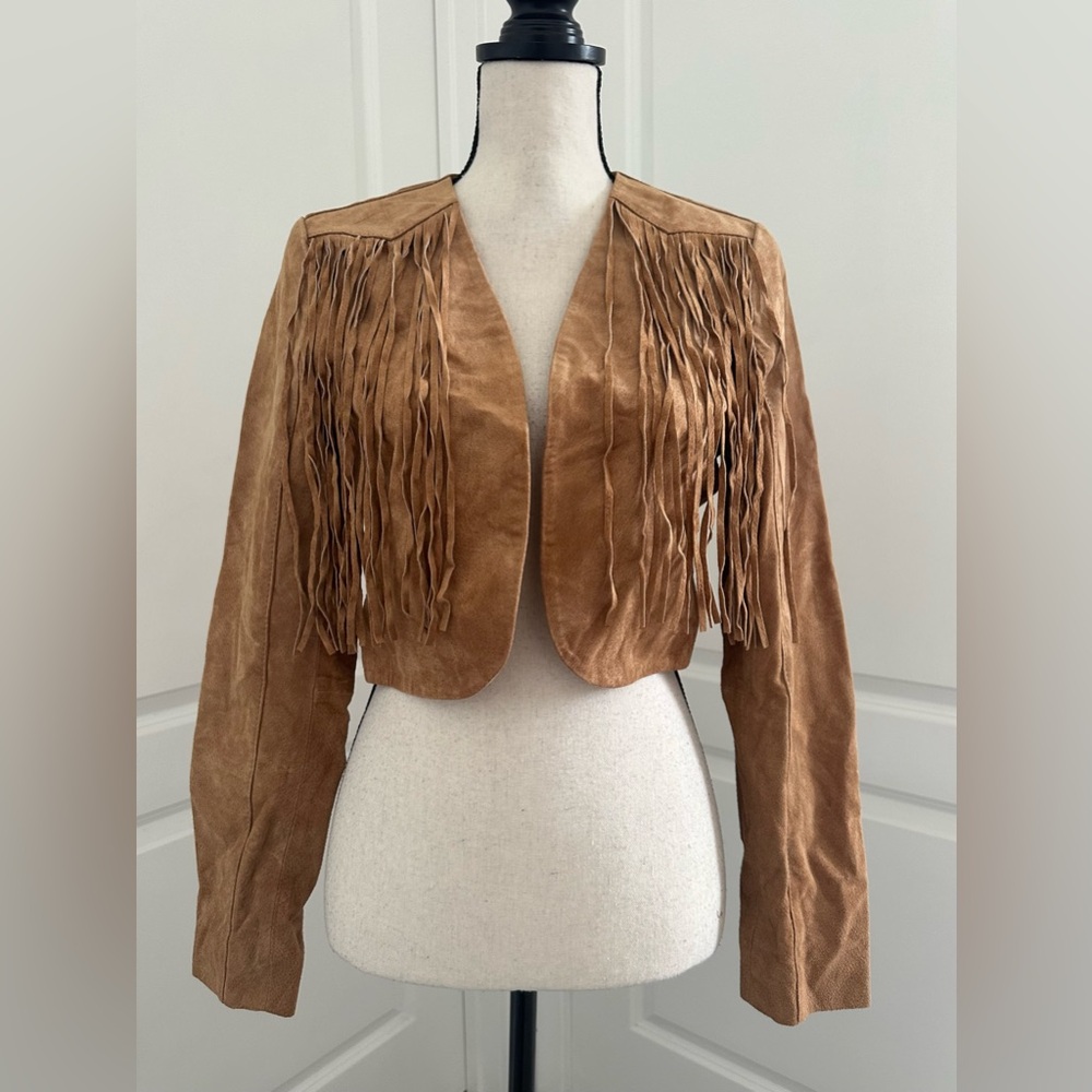 Blank NYC Fringe Faux Suede Cropped Jacket NWT Size S | Western Boho Festival Ta